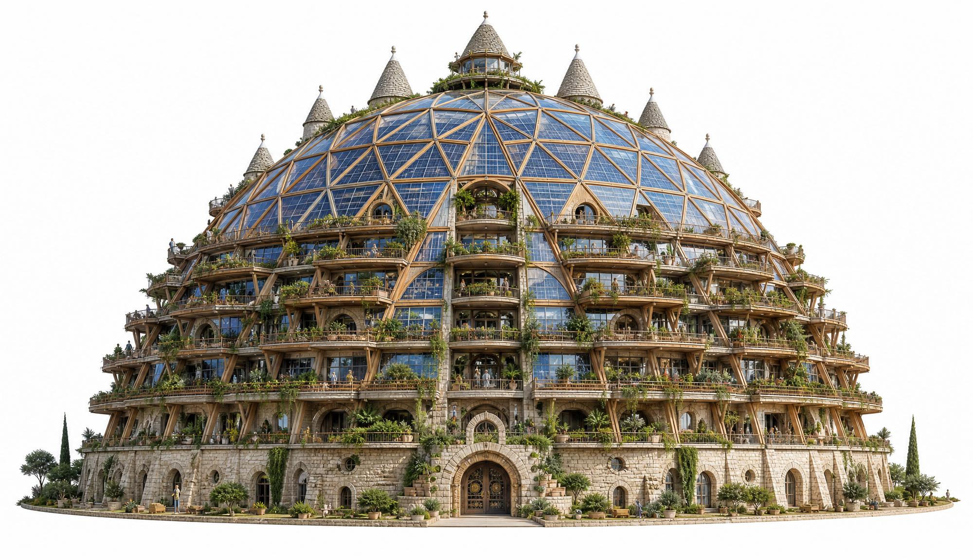 Six storeys of balconies wrapped around the shell, every level planted.